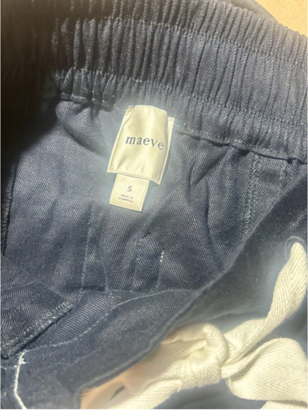 Maeve Anthropologie La Ponche Navy Linen Blend Wide Leg Drawstring Pants Small - Picture 7 of 11